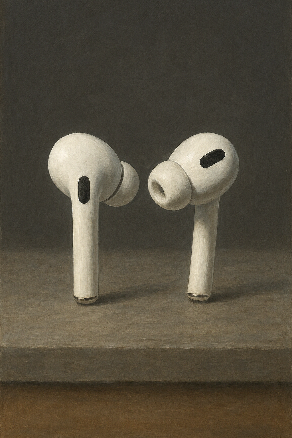 White Earbuds No.2 on Canvas — Original Hand-Painted Artwork (Made-to-Order)